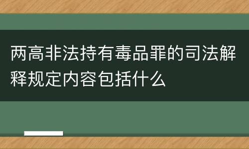 两高非法持有毒品罪的司法解释规定内容包括什么