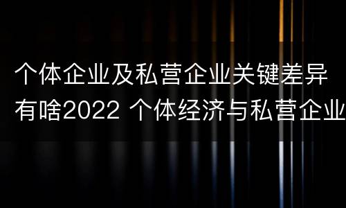 个体企业及私营企业关键差异有啥2022 个体经济与私营企业的区别