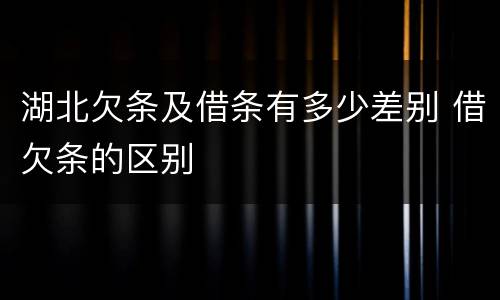 湖北欠条及借条有多少差别 借欠条的区别