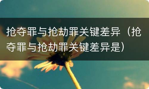 抢夺罪与抢劫罪关键差异（抢夺罪与抢劫罪关键差异是）
