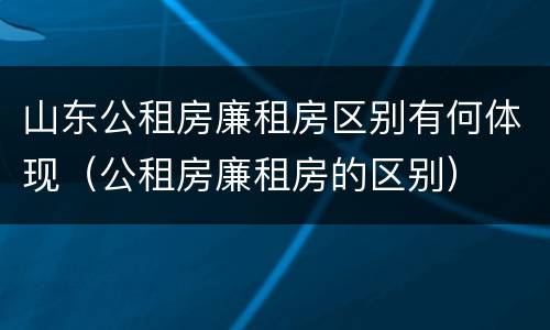 山东公租房廉租房区别有何体现（公租房廉租房的区别）