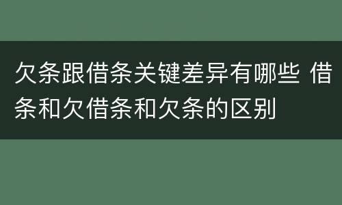 欠条跟借条关键差异有哪些 借条和欠借条和欠条的区别