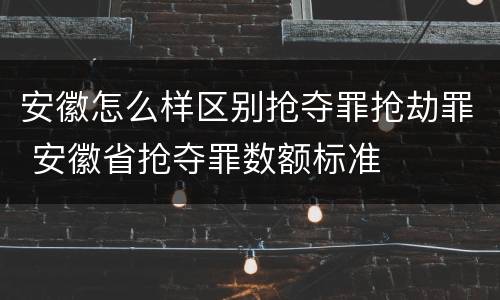 安徽怎么样区别抢夺罪抢劫罪 安徽省抢夺罪数额标准