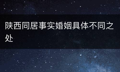 陕西同居事实婚姻具体不同之处