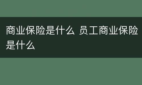 商业保险是什么 员工商业保险是什么