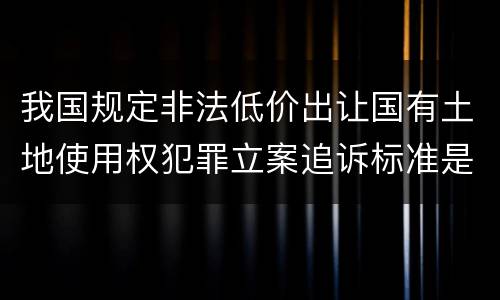 我国规定非法低价出让国有土地使用权犯罪立案追诉标准是怎么样规定