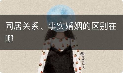 同居关系、事实婚姻的区别在哪