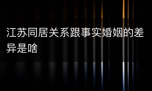 江苏同居关系跟事实婚姻的差异是啥
