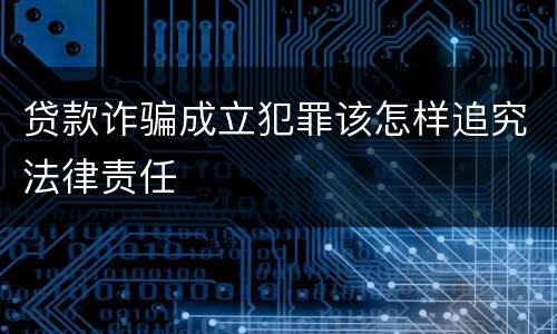 贷款诈骗成立犯罪该怎样追究法律责任