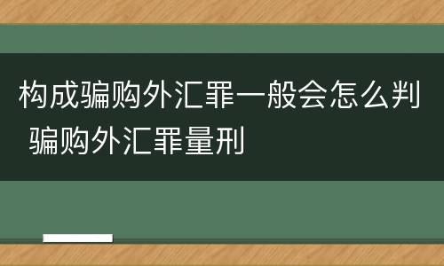 构成骗购外汇罪一般会怎么判 骗购外汇罪量刑