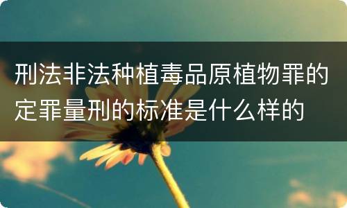 刑法非法种植毒品原植物罪的定罪量刑的标准是什么样的