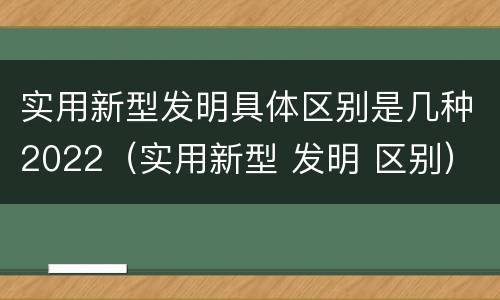 实用新型发明具体区别是几种2022（实用新型 发明 区别）