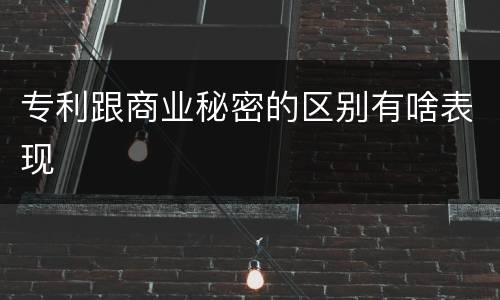 专利跟商业秘密的区别有啥表现