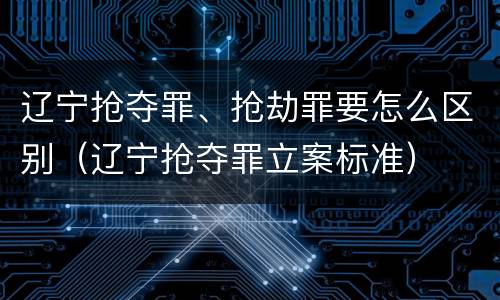 辽宁抢夺罪、抢劫罪要怎么区别（辽宁抢夺罪立案标准）