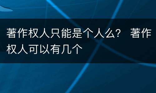 著作权人只能是个人么？ 著作权人可以有几个