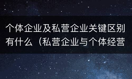 个体企业及私营企业关键区别有什么（私营企业与个体经营企业的区别）