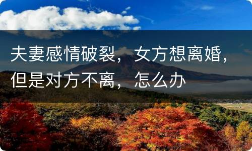 夫妻感情破裂，女方想离婚，但是对方不离，怎么办