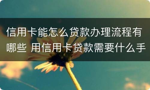 信用卡能怎么贷款办理流程有哪些 用信用卡贷款需要什么手续