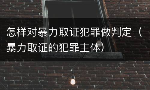 怎样对暴力取证犯罪做判定（暴力取证的犯罪主体）