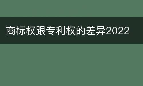 商标权跟专利权的差异2022
