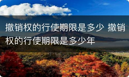 撤销权的行使期限是多少 撤销权的行使期限是多少年