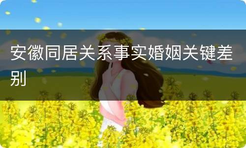 安徽同居关系事实婚姻关键差别