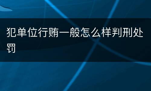 犯单位行贿一般怎么样判刑处罚