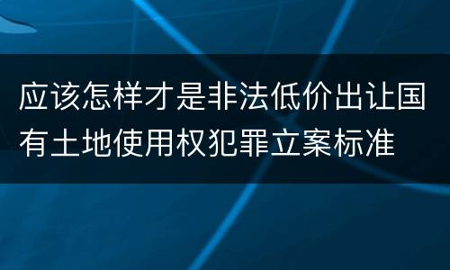 应该怎样才是非法低价出让国有土地使用权犯罪立案标准