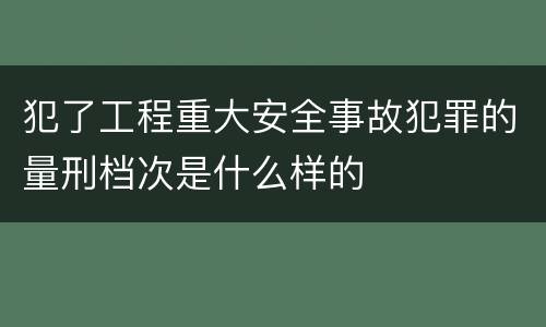 犯了工程重大安全事故犯罪的量刑档次是什么样的
