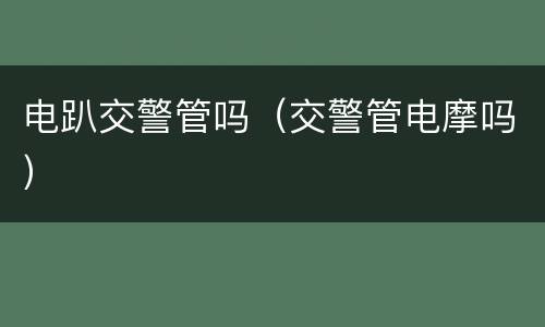 电趴交警管吗（交警管电摩吗）
