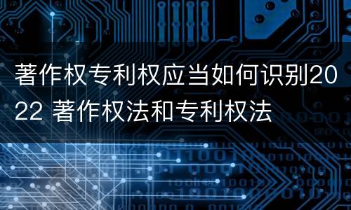 著作权专利权应当如何识别2022 著作权法和专利权法