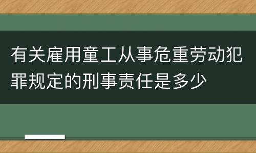有关雇用童工从事危重劳动犯罪规定的刑事责任是多少