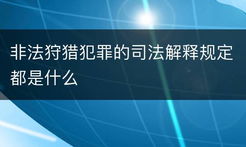 非法狩猎犯罪的司法解释规定都是什么