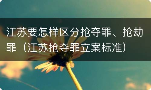 江苏要怎样区分抢夺罪、抢劫罪（江苏抢夺罪立案标准）