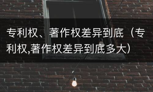 专利权、著作权差异到底（专利权,著作权差异到底多大）