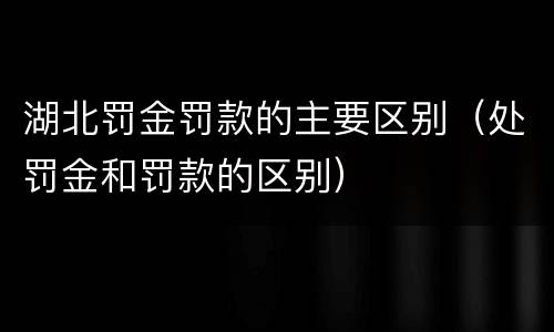 湖北罚金罚款的主要区别（处罚金和罚款的区别）