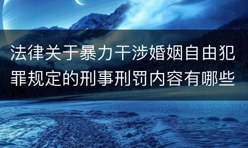 法律关于暴力干涉婚姻自由犯罪规定的刑事刑罚内容有哪些