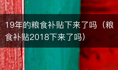 19年的粮食补贴下来了吗（粮食补贴2018下来了吗）