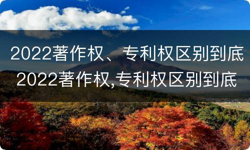 2022著作权、专利权区别到底 2022著作权,专利权区别到底是什么?