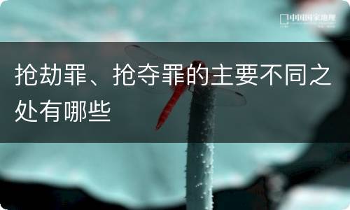 抢劫罪、抢夺罪的主要不同之处有哪些