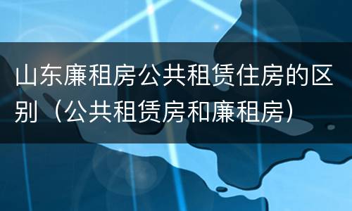 山东廉租房公共租赁住房的区别(公共租赁房和廉租房)