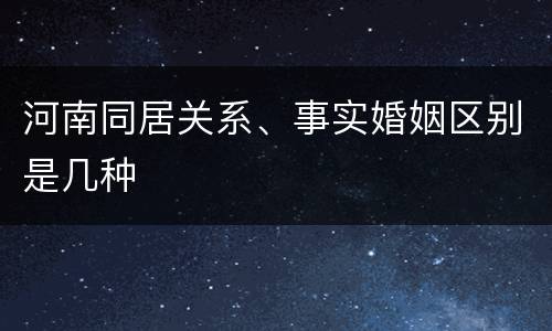 河南同居关系、事实婚姻区别是几种