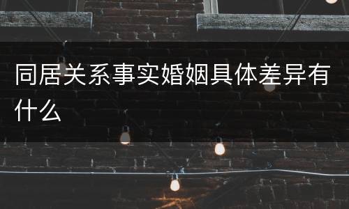 同居关系事实婚姻具体差异有什么