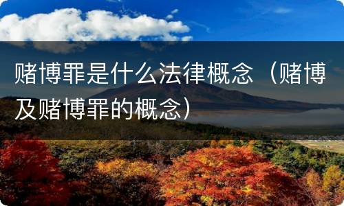 赌博罪是什么法律概念（赌博及赌博罪的概念）