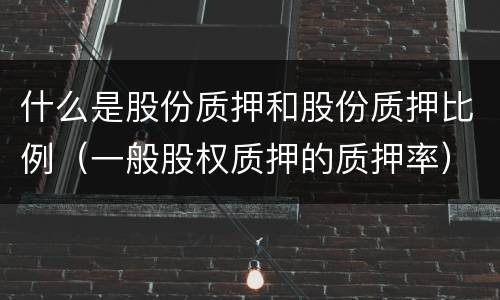 什么是股份质押和股份质押比例（一般股权质押的质押率）