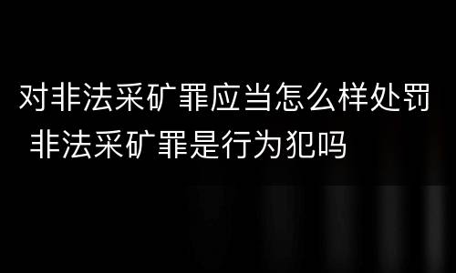 对非法采矿罪应当怎么样处罚 非法采矿罪是行为犯吗