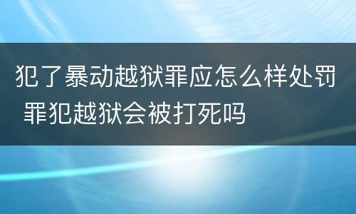犯了暴动越狱罪应怎么样处罚 罪犯越狱会被打死吗