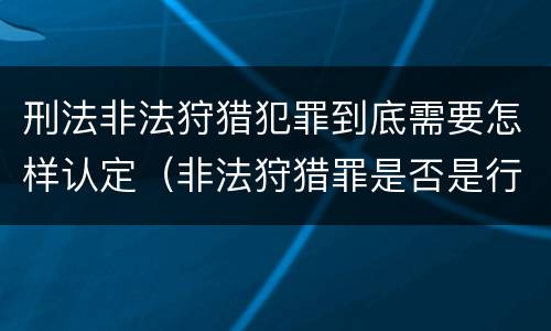 刑法非法狩猎犯罪到底需要怎样认定（非法狩猎罪是否是行为犯）