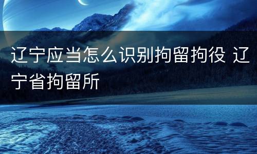 辽宁应当怎么识别拘留拘役 辽宁省拘留所