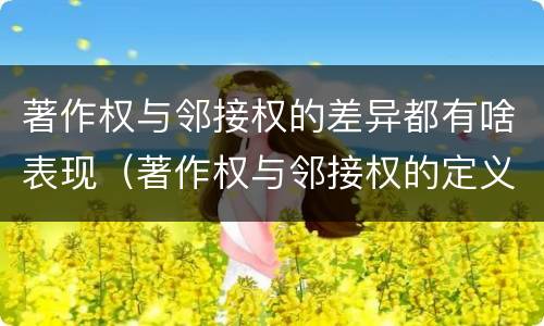 著作权与邻接权的差异都有啥表现（著作权与邻接权的定义是什么）